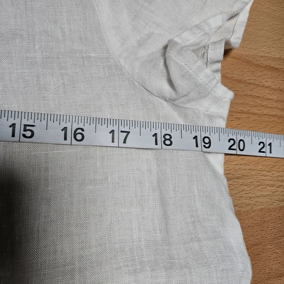 Cynthia Rowley Top Womens 100% Linen Side Button Boxy Lagenlook Minimalist White - Picture 3 of 5